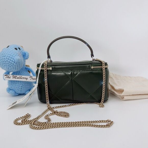 Tory Burch Kira Diamond Quilt Leather Vanity Case 164986 Fir Tree Green 312 NWT - Picture 8 of 10